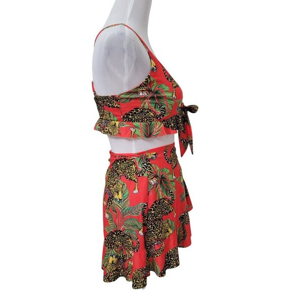 ASOS Swim Jersey Beach Tropical Tiger Print Two-Piece - Picture 3 of 13